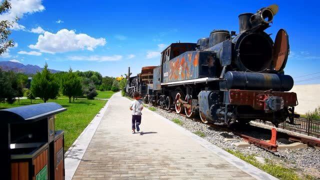 金昌旅行記憶,金川國家礦山公園,攀爬老式蒸汽機車的體驗