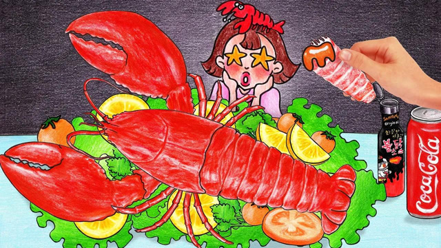 趣味定格动画:超级大只的波士顿龙虾,小女孩这下有口福了,直流口水!