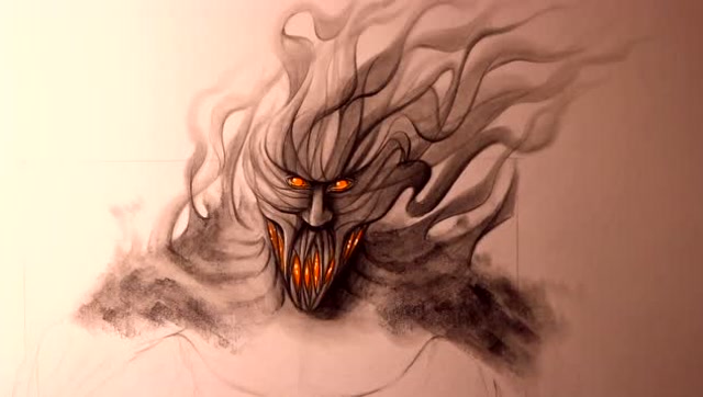 手绘烟雾妖怪,这手法真是爆了