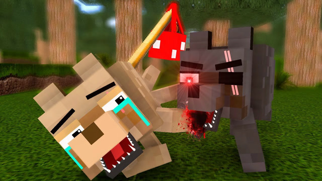 我的世界mc动画:离家出走的小狼被恶狼袭击,幸好有好心狼救了它