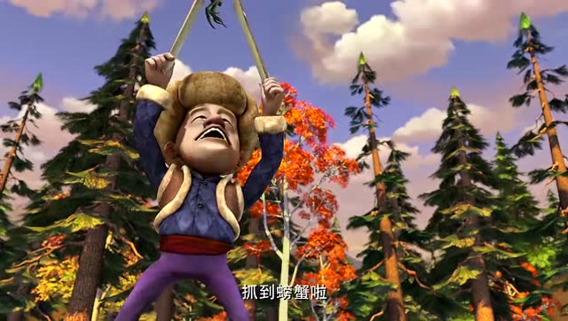 熊出没:光头强钓螃蟹一天都没钓到一只,才知道螃蟹靠捡