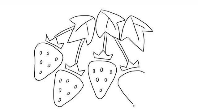 一串红红的草莓儿童亲子简笔画