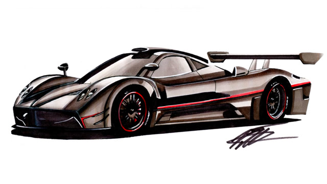 快速手绘帕加尼zonda r 千万级超级跑车