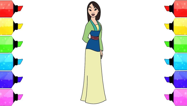 亲子简笔画:花木兰公主,涂颜色右脑开发