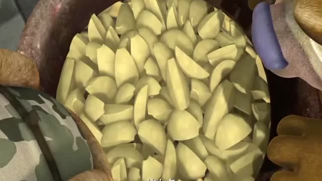 儿时动画片 强哥是孝顺的孩子 给妈妈做果脯吃 熊熊也帮忙做 真好:熊
