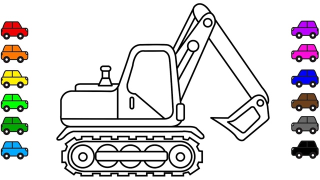 亲子涂色画:履带挖土机