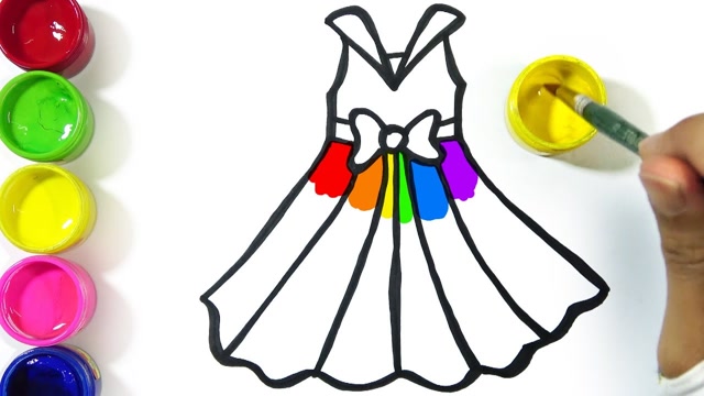 亲子涂色画:彩虹小裙子