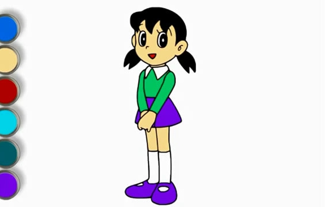 儿童简笔画:机器猫静香