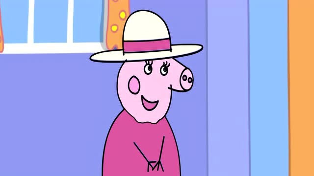 小猪佩奇和乔治在床上跳来跳去,猪奶奶说猪妈妈小时候喜欢这样