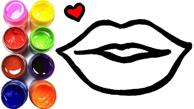 儿童简笔画,画画红唇