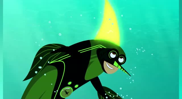 动物兄弟:克里斯使用剑鱼超能力碟高兴极了,这样就可以跟上剑鱼了