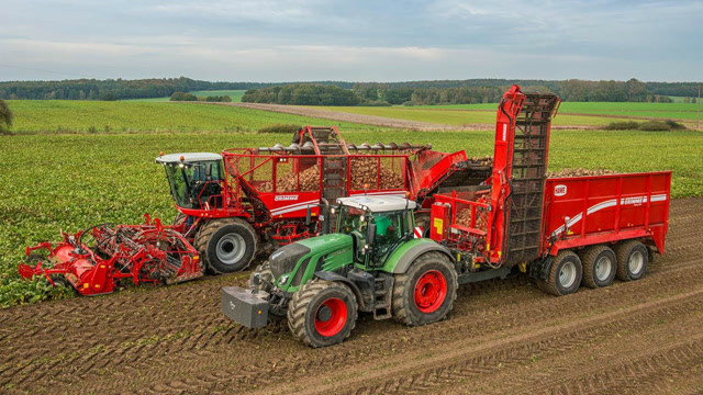 超大马力自走式甜菜收割机,1次6垄,一天能收割1000亩!