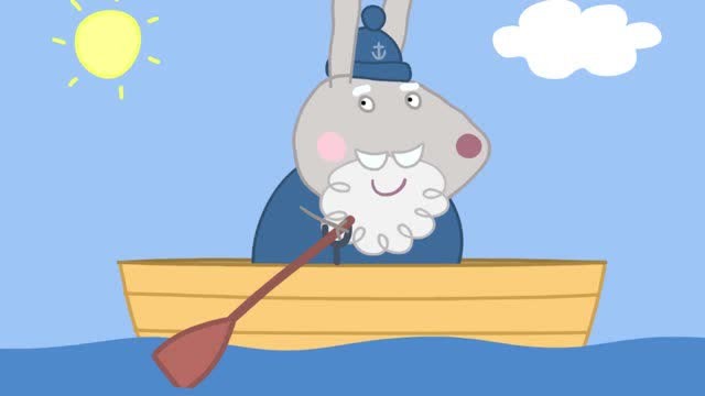 兔爷爷的老年生活很充实,经常在海上划船晒太阳