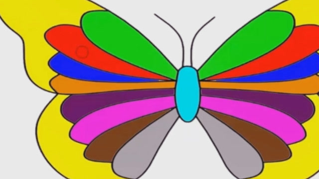 宝宝早教,儿童识色画出美丽的彩虹蝴蝶,激发儿童创造力