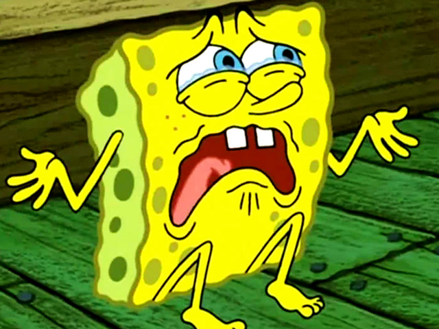 海绵宝宝伤心大哭:我不会告诉你,我被一把锅铲给揍了
