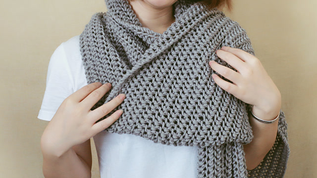 雅馨绣坊情人扣围巾情人棉线棒针编织视频