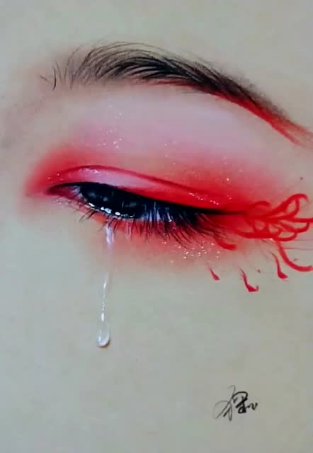 教你画古风流泪眼睛,惟妙惟肖,太入神了,看着都心疼!