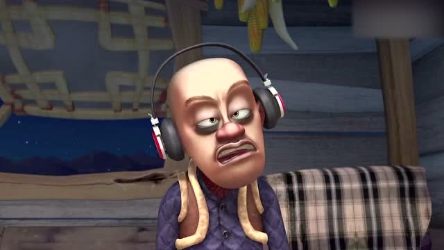 大晚上光头强怎么还不睡觉,还在戴着耳机听音乐