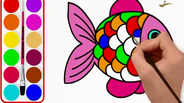 儿童简笔画:金粉小彩鱼画画