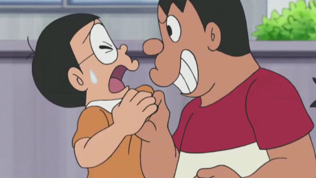 哆啦a梦:女孩让大雄帮自己,却还是被胖虎欺负了,最后被静香救了