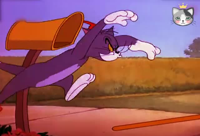 猫和老鼠:汤姆追赶小鸟,被杰瑞用木棍拦住了