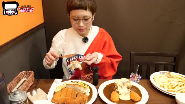 日本大胃王俄羅斯佐藤吃巨無霸咖喱炸豬排蓋澆飯,芝士醬料豆腐