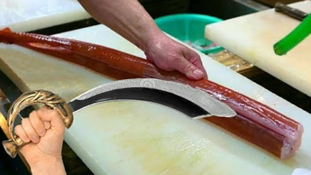 极品红烟管鱼,看一级大厨如何做成刺身,真是鬼斧神工