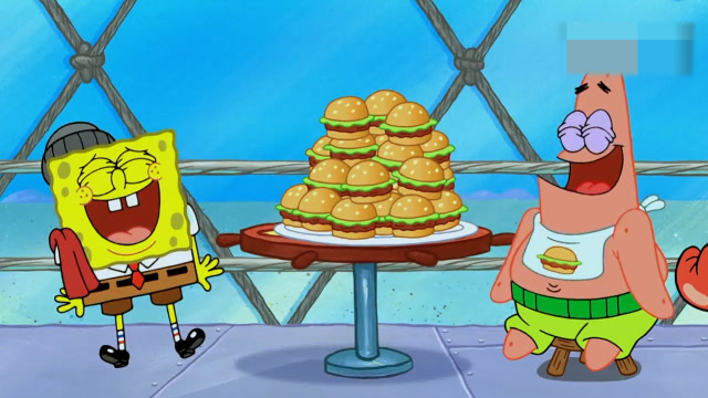 《海绵宝宝》看到这么多美味蟹堡,派大星不淡定了,蟹老板却要发飙了