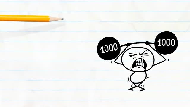 搞笑铅笔动画,练习举哑铃是需要毅力的