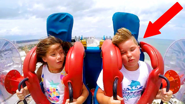 熊孩子第一次坐过山车,二十秒后,原谅我不厚道的笑了