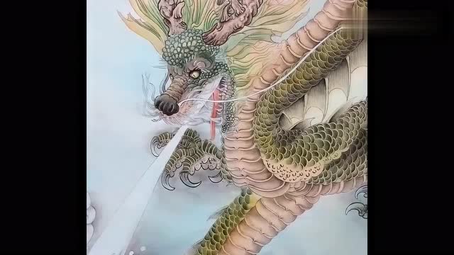 小菲画的神龙吐水,好像是从天而降,真是神了!