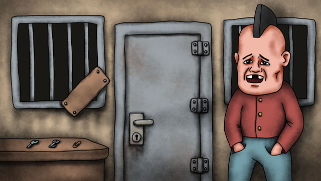 咖子脑力测试:倒霉鬼怎样才能把牢门打开?