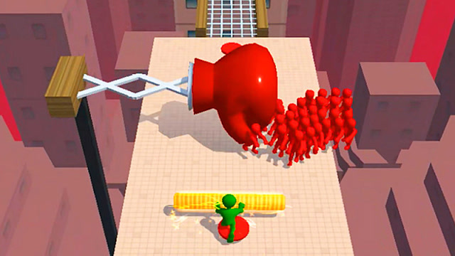 推开火柴人 大石头把一群火柴人,推到了水里