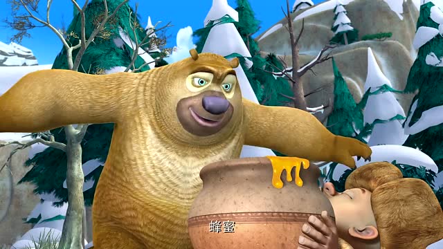 熊出没之夺宝熊兵光头强怎么晕倒了还抱着一罐蜂蜜
