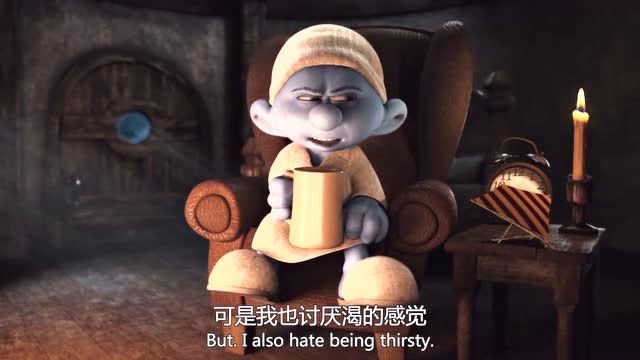 蓝精灵都因为圣诞节开心,而蓝精灵厌厌却讨厌圣诞节,只能用圣诞精灵帮