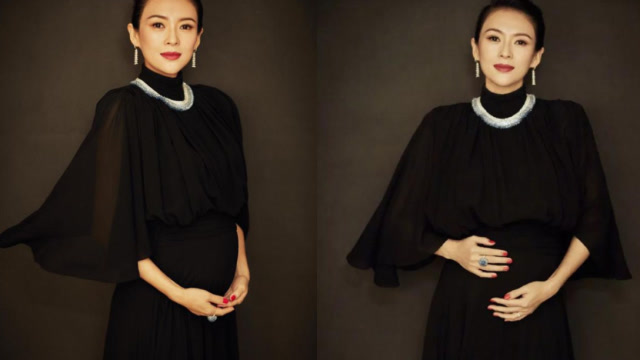 章子怡承认已怀二胎七个多月 公开亮相手托大孕肚