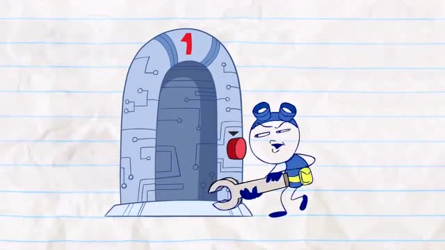 搞笑铅笔画小人:时空穿梭门