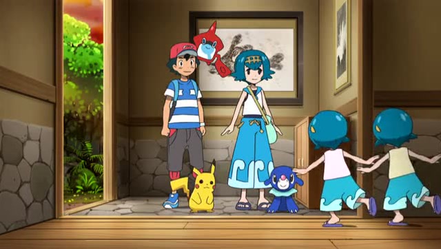 精灵宝可梦:水莲带着小智回到家中,双胞胎姐妹开始蹂躏皮卡丘