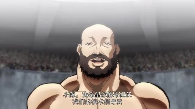 刃牙你父亲还是你父亲范马勇次郎单手就把刃牙给抓了起来