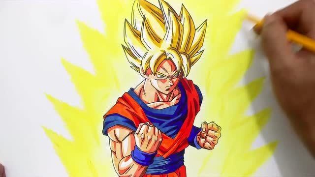 【手绘七龙珠】卡卡罗特的超级赛亚人第一阶段!变身!