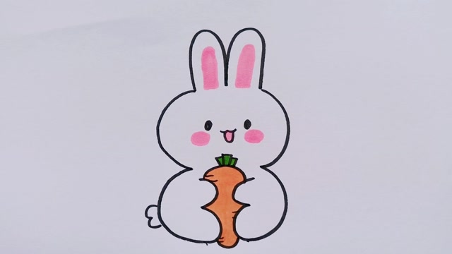 用6个3画小兔子抱着胡萝卜