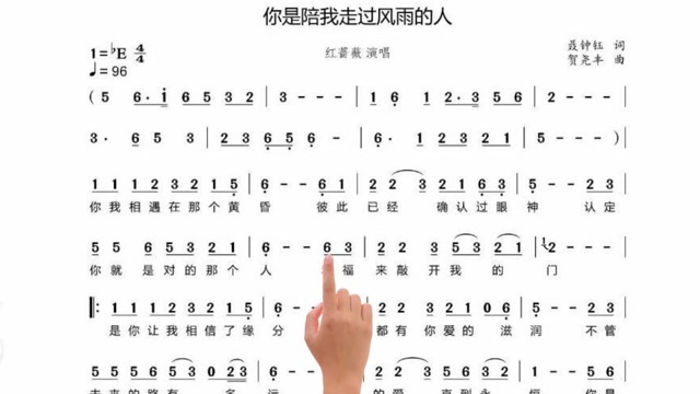 简谱视唱你是陪我走过风雨的人只愿相爱的人注定一生的陪伴