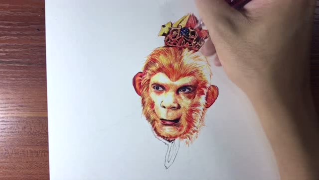 圆珠笔手绘 齐天大圣孙悟空