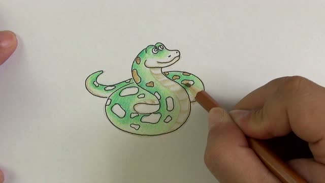 简笔画教程|q版小花蛇,适合家长带着孩子一起互动学习