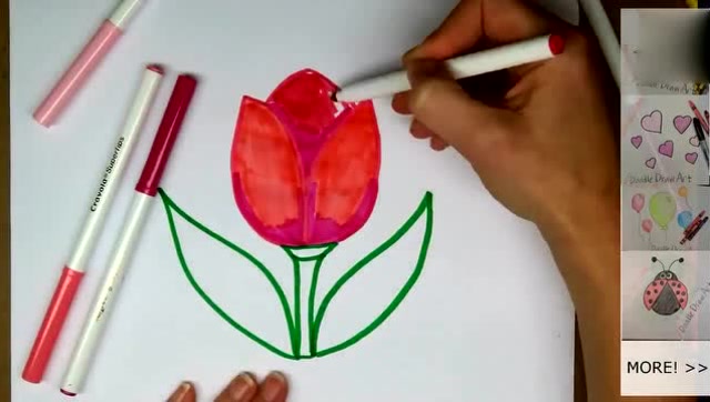 早教彩色简笔画,跟宝宝一起画一束百合花