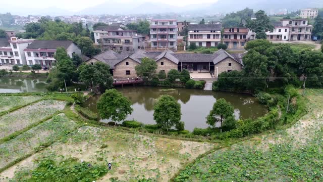 航拍衡阳县洪市镇