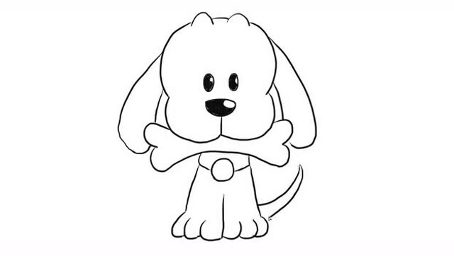 吃骨头的小狗幼儿亲子简笔画 宝宝轻松学画画