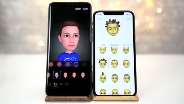 iphone x的memoji表情包与三星s9plus的ar emoji 表情包对比