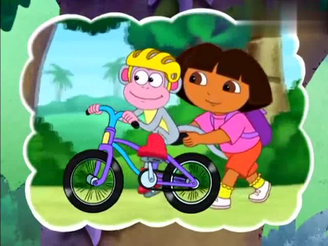 爱探险的朵拉布茨和朵拉要去拿脚踏车布茨好开心