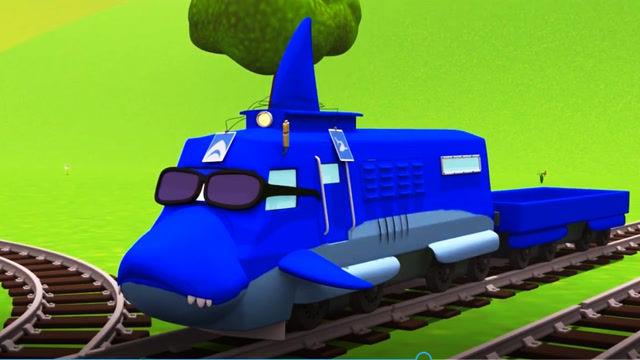 火车特洛伊变身大鲨鱼告诉火车小乔鲨鱼的身体部位及用途动画片